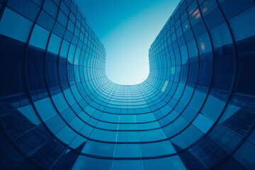 Poster - Annual report cover with a blue gradient, symbolizing steady growth and stability,