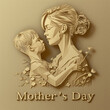 A beautiful papercut artwork celebrating motherhood. The intricate design captures the love between a mother and child