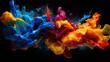 © AwieDarwis - Macro shot of colorful paint splashes in motion