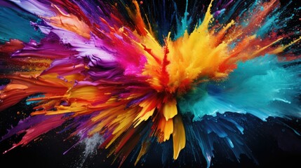 Wall Mural - Macro shot of colorful paint splashes in motion