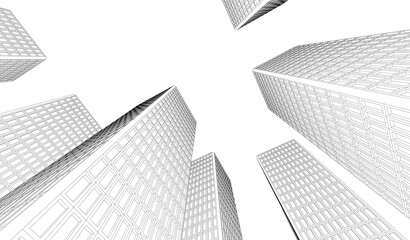Wall Mural - modern city architecture 3d illustration