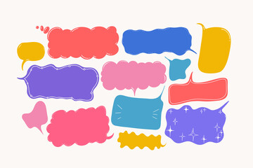Poster - Vector colorful big speech bubbles set. Shapes for backdrops as call out clouds. Backgrounds for conversation or communication concept, quotes, messages, chats.