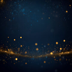 Golden shiny abstract background with blurred emerald lights sprinkles