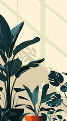 Sticker - minimalist poster for hostel, plants