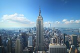 Fototapeta  - A view captured from the top of the rock showcasing the Empire Building, A reconstructed Empire State Building made entirely of recycled materials
