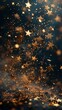 Gold stars falling on a dark background.