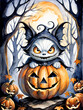 Cute jack o' lantern halloween painting generative AI illustration