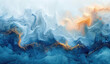 Abstract Blue and Gold Clouds, fluid marble texture background with swirling patterns and soft hues of blue and gold in the style of Chinese artists. Created with Ai