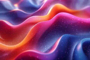 Poster - Featuring wave-like structures in an abstract neon glow with scattered starry particles suggesting a cosmic theme with an ethereal quality