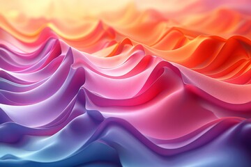 Poster - This image presents a seamlessly flowing warm gradient of pink to orange hues, resembling silk waves, creating a sense of softness and luxury