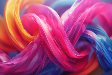 Poster - An engaging image of intertwining ribbons twirling against a harmonious pastel background, conveying movement and fluidity