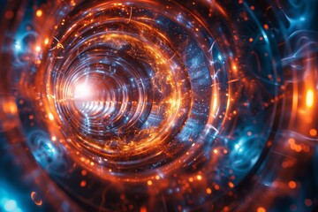 Poster - Image illustrates a vibrant spiral tunnel of energy, giving a feel of dynamic movement and power