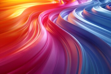 Poster - A stunning 3D digital illustration featuring fluid waves of color fluidly transitioning in an abstract undulating fashion