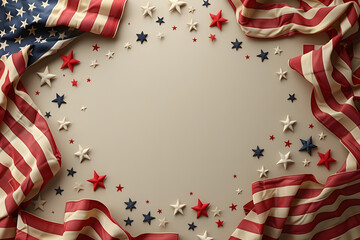 American Flag colors and fireworks mockup background with copy space . 4 July independence day concept celebration