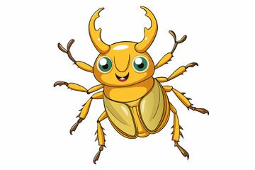 Canvas Print - golden stag beetle cartoon vector illustration