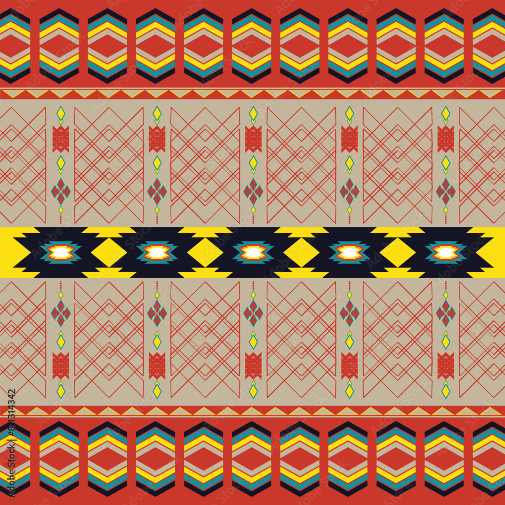 retro vintage ikat mexican ethnic aztec tribal acient batik pattern ...