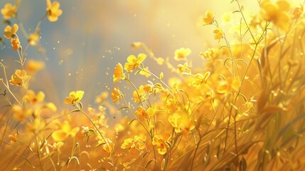 Canvas Print - Golden Harmony Canola Flowers Swaying in the Wind