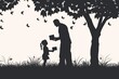 Black Silhouette Of Father'S Day Moment