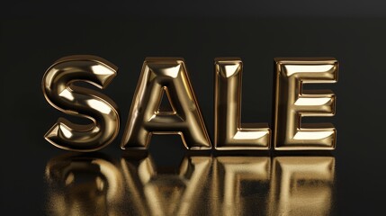 word SALE in gold, 3D illustration, black background, 16:9