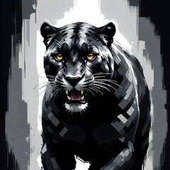 Wall Mural - An angry puma in an artistic background