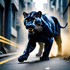 Wall Mural - An angry puma in an artistic background