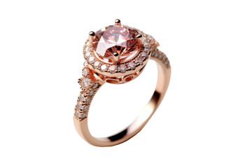Wall Mural - A gold and white ring with a pink stone in the center. The stone is surrounded by diamonds and other gems
