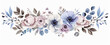 Beautiful floral watercolor in beige, pink, purple, turquoise and blue tones, on a white background