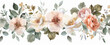 Beautiful floral background in pastel pink and beige tones, on a white background