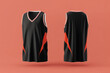 black basketball jersey template for team club, jersey sport, front and back, sleeveless tank top shirt