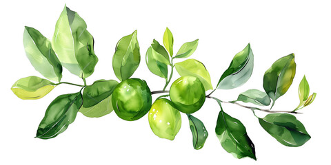 Wall Mural - Watercolor lime and branches png