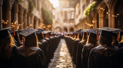 Wall Mural - Group of People in Graduation Caps and Gowns