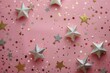 Pink Background With Gold Stars