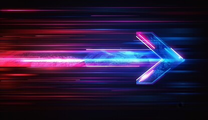 Wall Mural - Abstract arrow speed motion light effect with blue and pink glow on dark background Generative AI