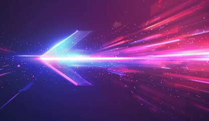 Wall Mural - Abstract arrow speeding through light with a blue and pink glow, against a futuristic background design element evoking technology Generative AI