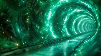 Poster - Futuristic tunnel corridor with glowing neon lights abstract background