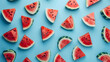 pattern of watermelon slices on a blue background