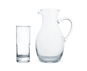 Wall Mural - Empty glass and jug isolated on white