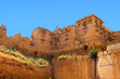 Golden color historic Jaisalmer living fort in Rajasthan, India.