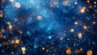 © tanapat - Abstract blurred background with bokeh lights and particles on a dark blue background Background design that could be used for Christmas