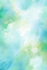 Wall Mural - Blue and green abstract background. Watercolor summer texture. Generative AI.