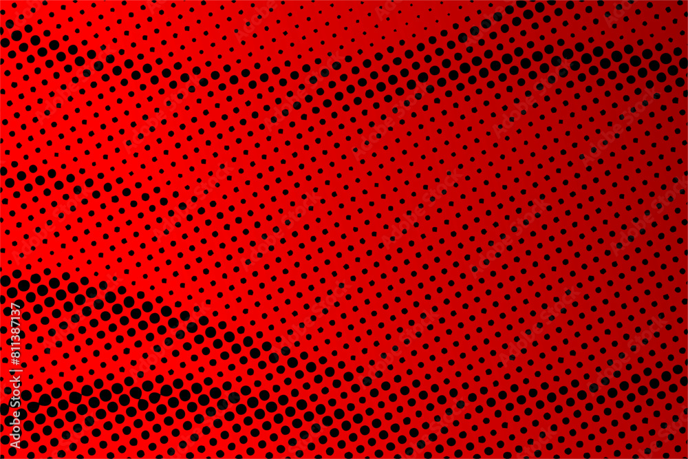 Dotted halftone pattern on red black background. Abstract retro pop art ...