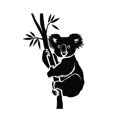 Poster - Cute koala animal silhouette vector cartoon illustration wildlife concept