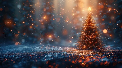 Wall Mural - Abstract of Christmas and bokeh light with glitter background