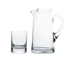 Wall Mural - Empty glass and jug isolated on white