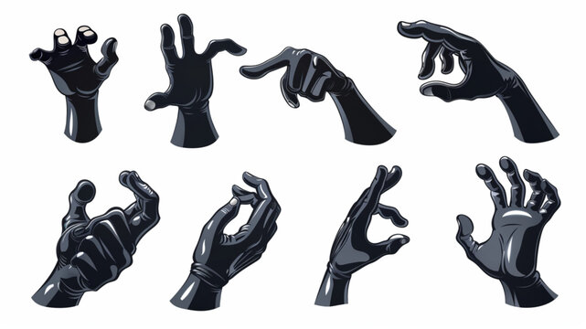 Cartoon hands in gloves. Funny retro mascot hand gestures and comic vintage arm character in expression poses