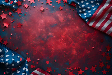 American Flag colors and fireworks mockup background with copy space . 4 July independence day concept celebration