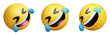 © HTGanzo - Rolling on the floor laughing three-dimensional emoji. Laughing uncontrollably emoticon isolated on transparent background. 3D rendering