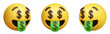 © HTGanzo - Money mouth face three-dimensional emoji. Money-obsessed emoticon isolated on transparent background. 3D rendering