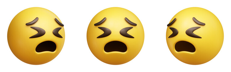 Poster - Persevering face three-dimensional emoji. Straining emoticon isolated on transparent background. 3D rendering