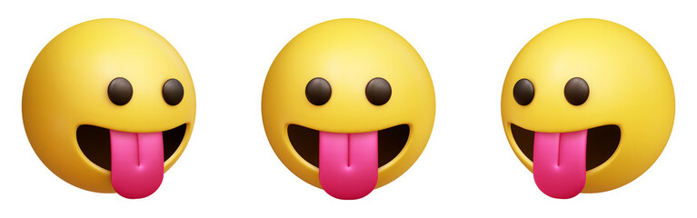 Poster - Face with tongue three-dimensional emoji. Playful emoticon isolated on transparent background. 3D rendering